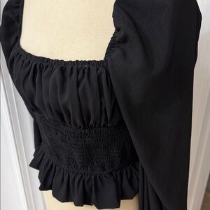 Fashion Nova Black Smocked Blouse